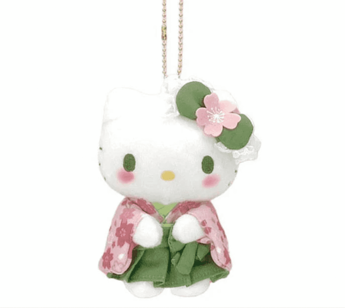 Sanrio Hello Kitty Sakura Matcha Kimono Design Plush Keychain 